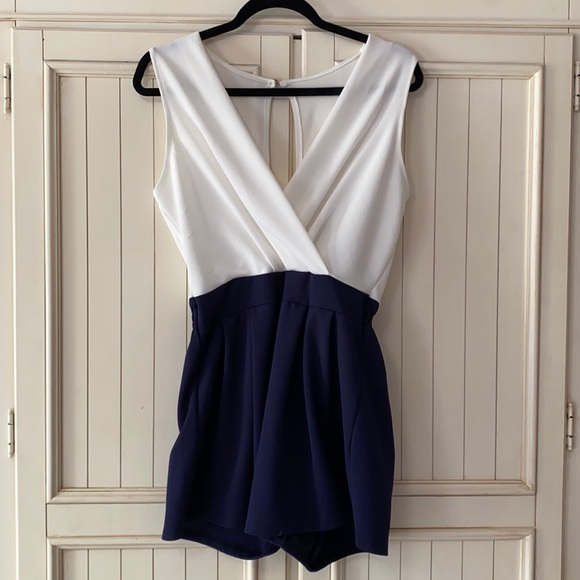 Navy and White Italian Romper - Picture 1 of 6